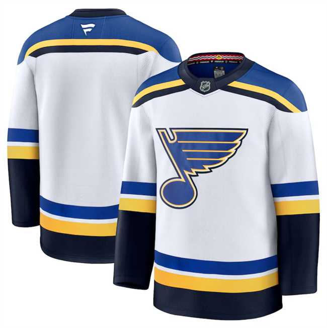 Men%27s St. Louis Blues Blank White 2024-25 Away Stitched Hockey Jersey Dzhi